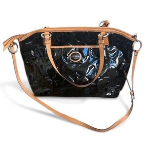 Coach Peyton Embossed Signature C Patent Leather Tote Bag Glossy Crossbody READ